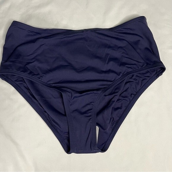 Andie Swim Navy Size S The High Waisted Bikini Bottom Stretch Classic Modest - Picture 2 of 7